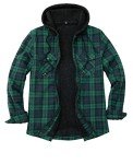 Men's Hooded Plaid Shirt Jacket - Sherpa Lined