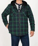 Men's Hooded Plaid Shirt Jacket - Sherpa Lined