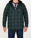 Men's Hooded Plaid Shirt Jacket - Sherpa Lined