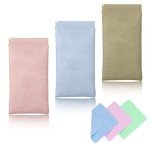 3-Pack Portable Leather Glasses Case with Cloth