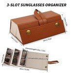 3-Slot Leather Sunglasses Case for Travel