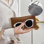 3 Pack Soft Leather Sunglasses Cases with Cloth