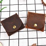 Rustic Leather Moon Pocket Coin Case - Brown