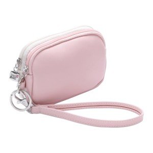 Small Leather Coin Purse with Keychain and Wristlet