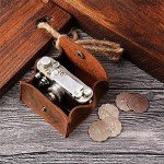 Rustic Leather Moon Pocket Coin Case - Brown