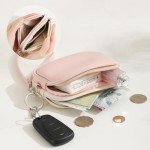 Small Leather Coin Purse with Keychain and Wristlet