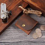 Rustic Leather Moon Pocket Coin Case - Brown