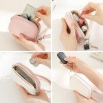 Small Leather Coin Purse with Keychain and Wristlet