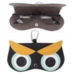 Soft Leather Eyeglasses Case with Clip for Travel