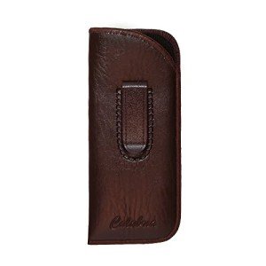 Calabria Slim PU Leather Eyeglasses Case with Clip