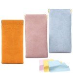 3-Pack Soft Leather Sunglasses Cases with Cleaning Cloth