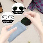 3-Pack Soft Leather Sunglasses Cases with Cleaning Cloth