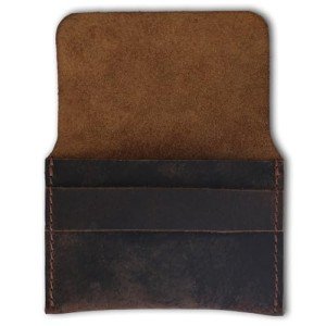 Vintage Brown Distressed Leather Card Holder for Men