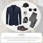 Men's Navy Blue Casual Knit Blazer Jacket