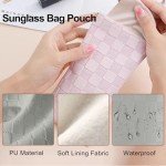 Plaid Grey Leather Sunglasses Case for Men