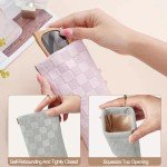 Plaid Grey Leather Sunglasses Case for Men