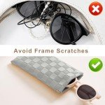 Plaid Grey Leather Sunglasses Case for Men