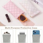 Plaid Grey Leather Sunglasses Case for Men