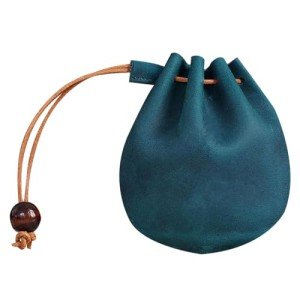 Vintage Leather Drawstring Coin Pouch for Men