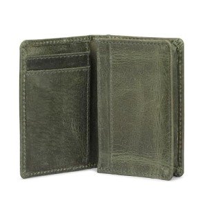 Antiq RFID Blocking Leather Card Wallet - Green