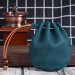 Vintage Leather Drawstring Coin Pouch for Men