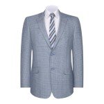 Men's Light Blue Plaid Blazer Sport Coat 46T