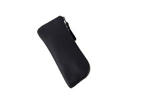 Compact Black Leather Zippered Sunglasses Case for Men