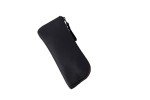 Compact Black Leather Zippered Sunglasses Case for Men