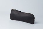 Compact Black Leather Zippered Sunglasses Case for Men