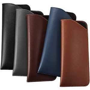 5 Pack Soft Leather Eyeglass Cases for Travel