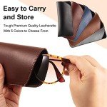 5 Pack Soft Leather Eyeglass Cases for Travel