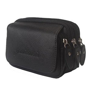 Men's Leather Waist Pack with 3 Pockets