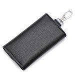 Black Leather Key Case Wallet with 6 Hooks