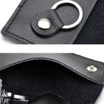 Black Leather Key Case Wallet with 6 Hooks