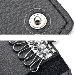 Black Leather Key Case Wallet with 6 Hooks