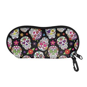 Metal Sugar Skull Eyeglasses Case with Belt Clip