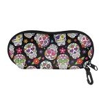 Metal Sugar Skull Eyeglasses Case with Belt Clip