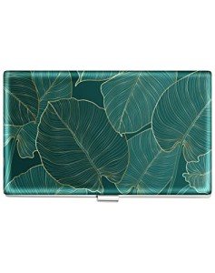 Swooflia Slim Metal Card Holder - Tropical Leaves
