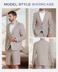 Red Slim Fit Suit Set with Blazer and Shorts