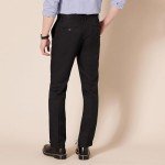 Slim-Fit Flat-Front Dress Pants for Men - Black