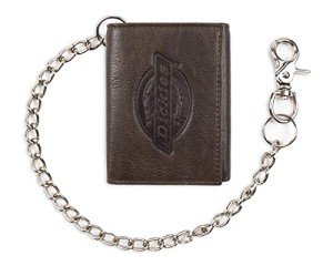 Dickies Men's Dark Brown Leather Trifold Wallet