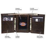 Dickies Men's Dark Brown Leather Trifold Wallet