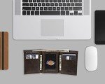 Dickies Men's Dark Brown Leather Trifold Wallet