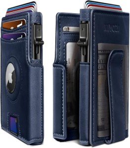 Slim Metal Airtag Wallet for Men with Money Clip