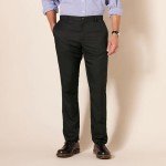 Slim-Fit Flat-Front Dress Pants for Men - Black