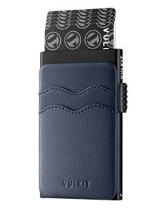 VULKIT Slim RFID Blocking Card Holder Wallet - Blue