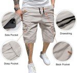 Men's Twill Cargo Shorts with Drawstring and Pockets