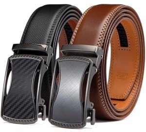 SAKIZITO Men's Leather Ratchet Belt 2 Pack