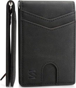 Slim RFID Leather Money Clip Wallet for Men