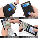 Slim RFID Leather Money Clip Wallet for Men